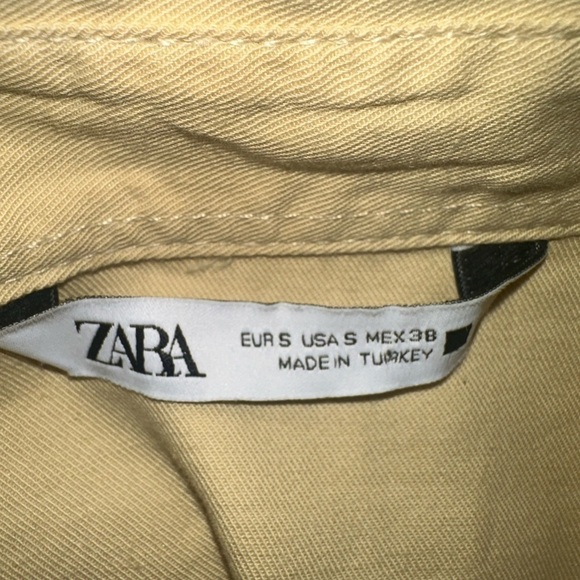 Men’s new size Small S Zara button down long sleeve shirt dual pockets yellow - Picture 4 of 6